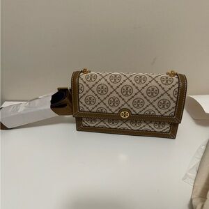 TORY BURCH - T Monogram Jacquard Mini Bag in Hazelnut- BRAND NEW WITH TAGS